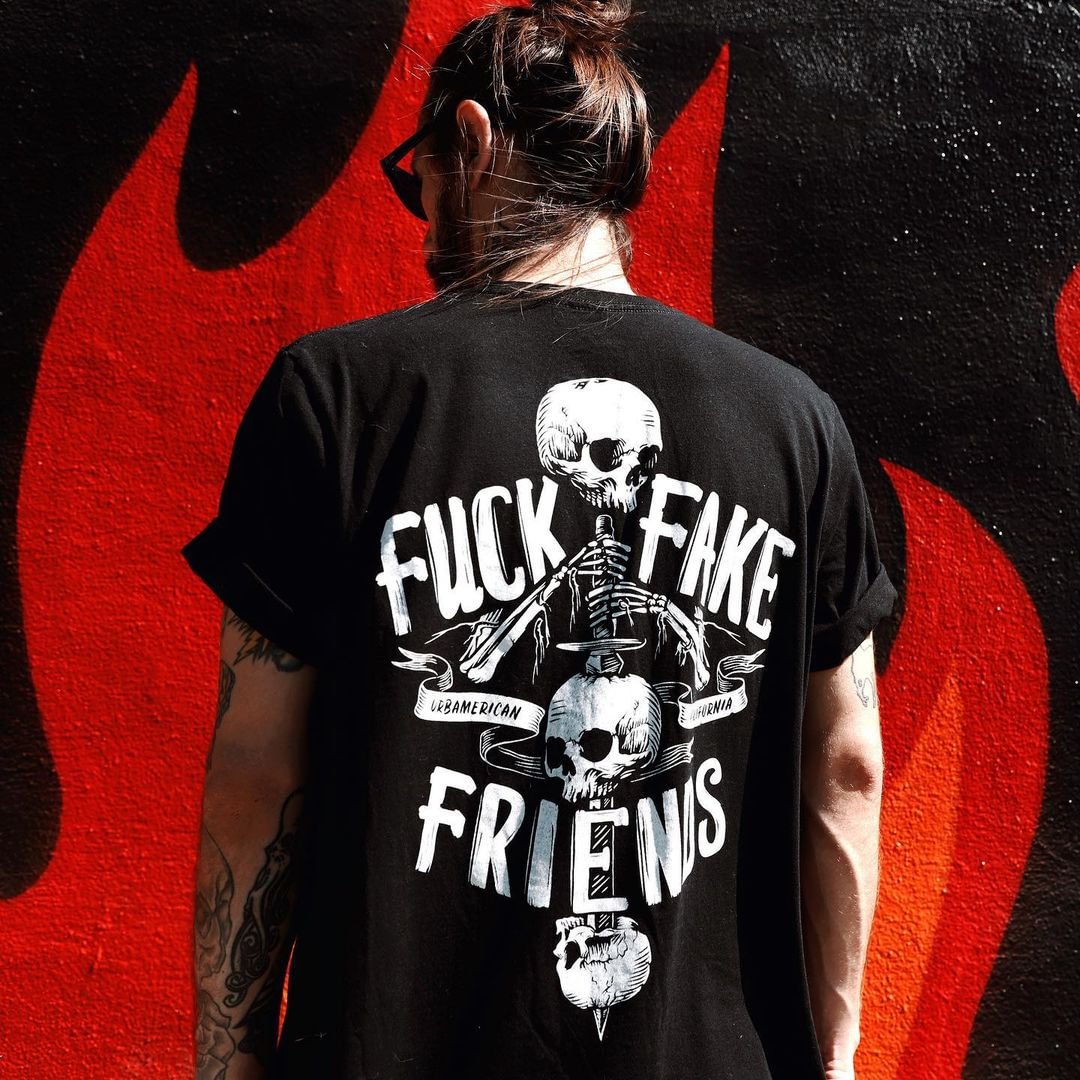 Fuck Fake Friends print men's t-shirt -  UPRANDY