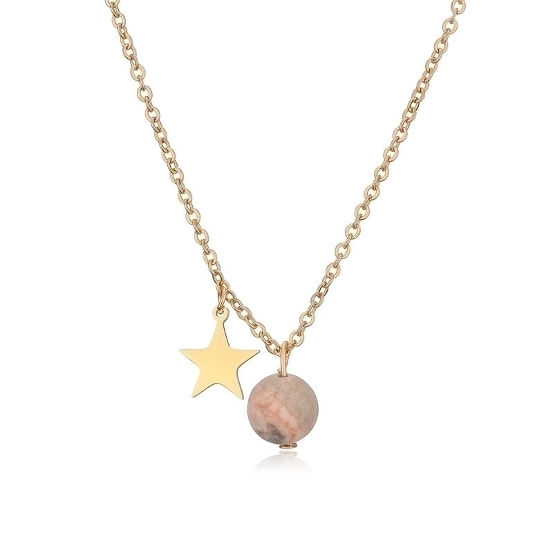 Casual Minimalist Star 304 Stainless Steel Natural Stone Plating Pendant Necklace