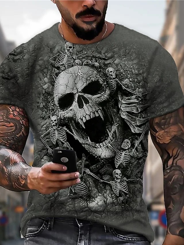 Men's T-Shirt 3D Print Short Sleeve Casual Tops