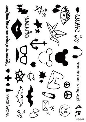 1sheet Multi-style 24models hot trendy Temporary Tattoos arm body art Arabic word Geometric tattoo sticker black tatuagem HOT