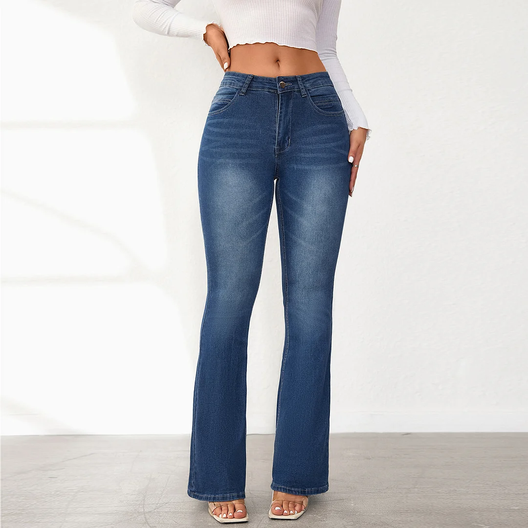 Women's 2024 Vintage Jeans Elastic Slim Fit Micro Flare Pants
