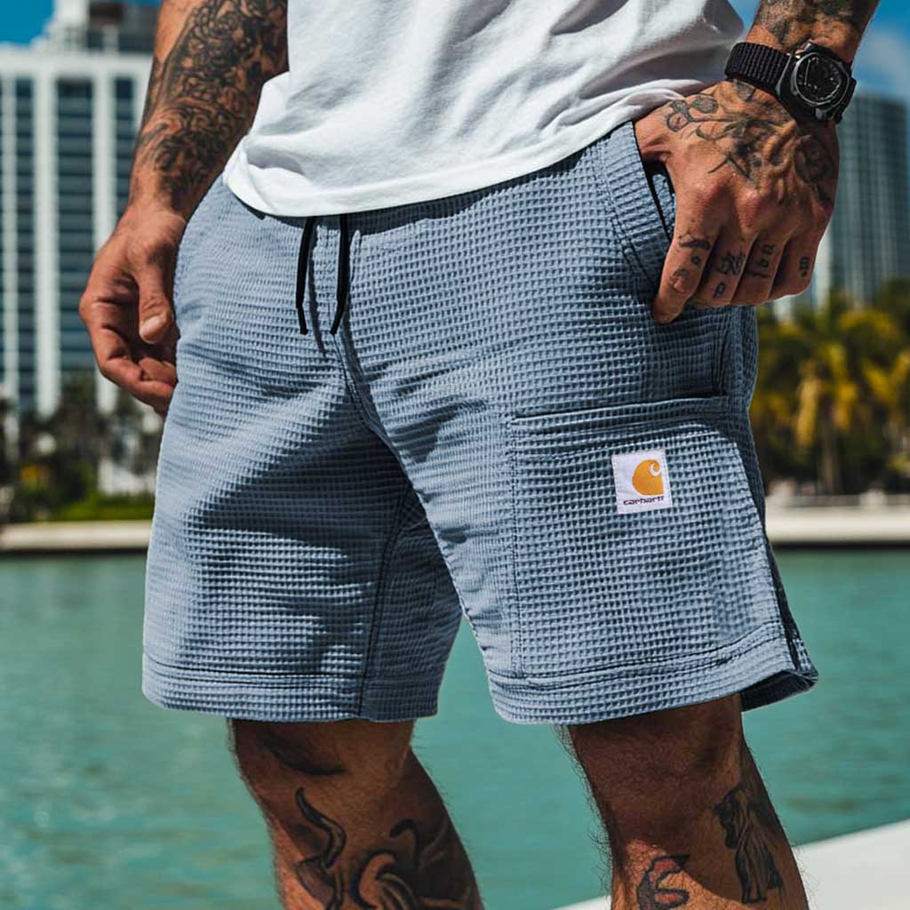 Carhartt Men's Vintage Waffle Knit Surf Elastic Drawstring Shorts