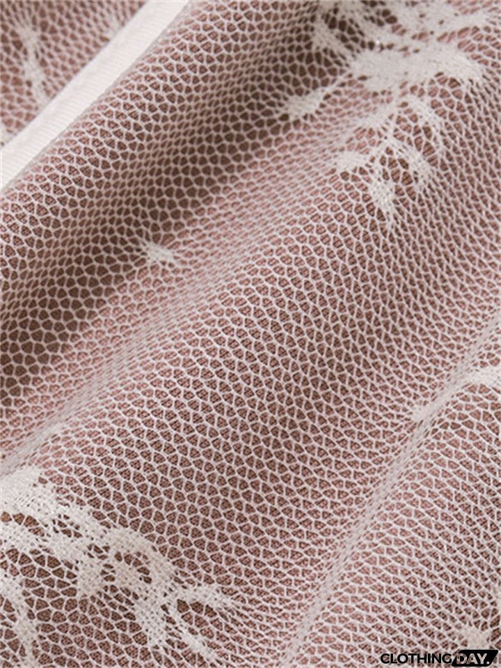 Flared Sleeve Ruffle Sexy Lace Dress for Ladies