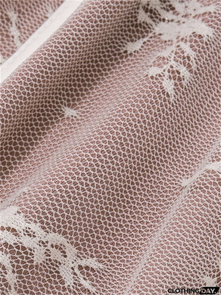 Flared Sleeve Ruffle Sexy Lace Dress for Ladies