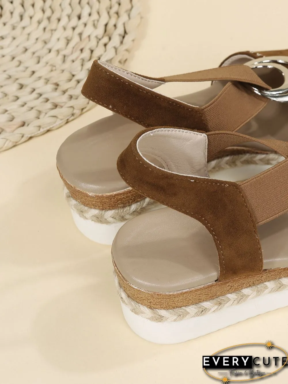 Metal Woven Wedge Platform Roman Sandals