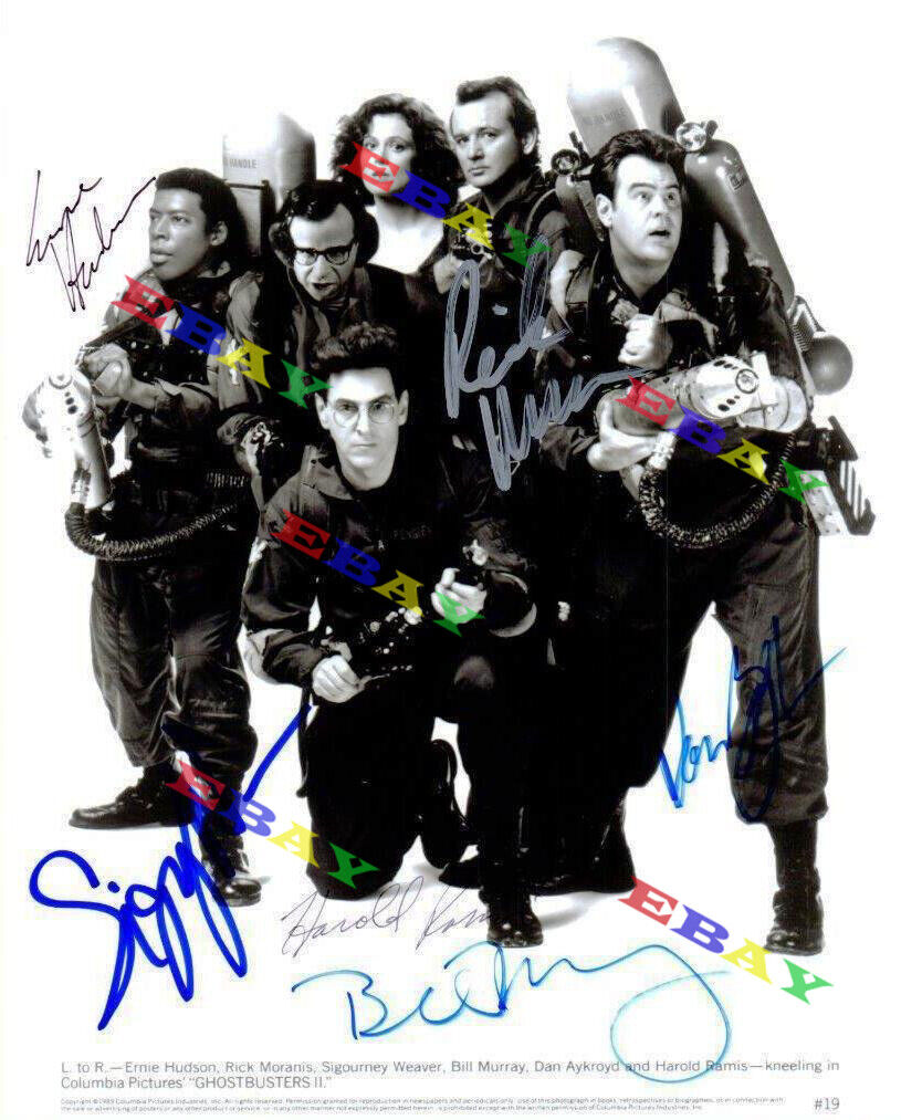 Weaver Moranis Aykroyd +3 Ghostbusters Cast Autographed Signed Photo Poster painting Reprint