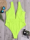 Belt Buckle Plain One Piece Swimsuit