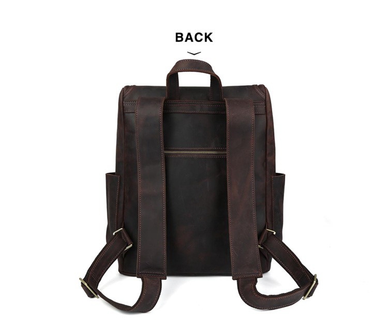 Back Display of Woosir Genuine Leather Laptop Backpack