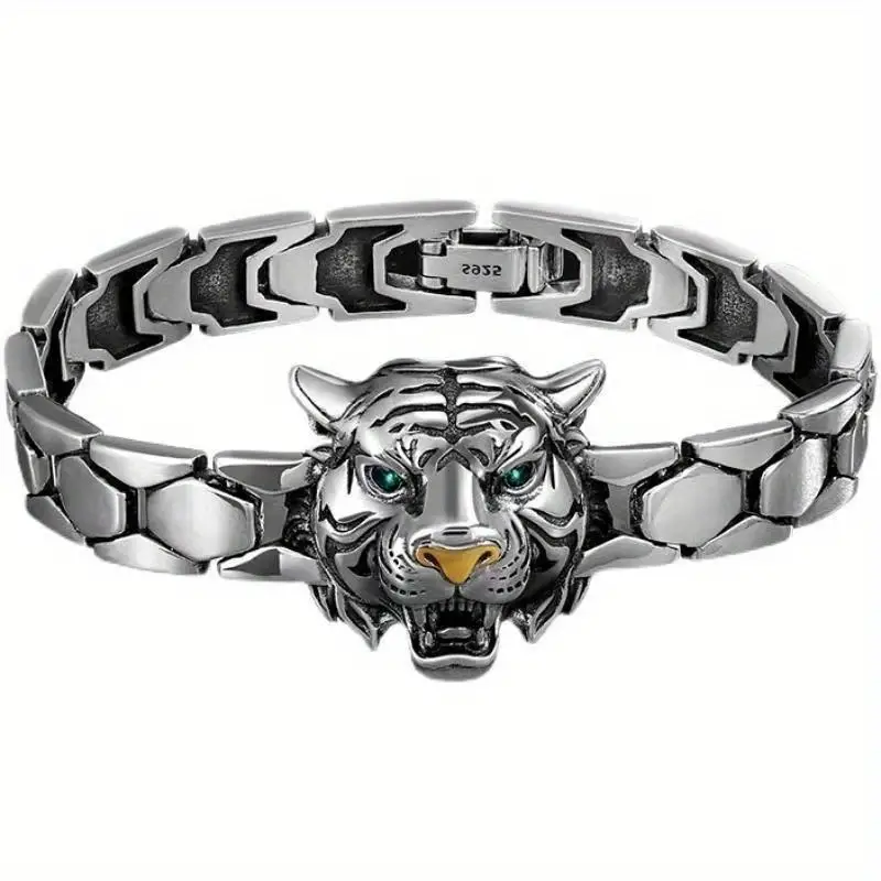 1pc tiger watch bracelet mens personality male simple domineer retro tiger bracelet details 2