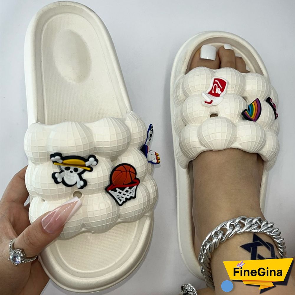 Cream White Daily Living Patchwork Round Comfortable Shoes