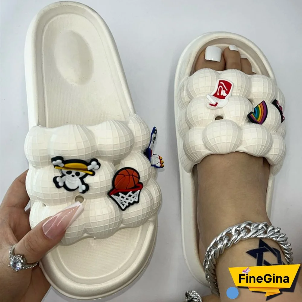 Cream White Daily Living Patchwork Round Comfortable Shoes