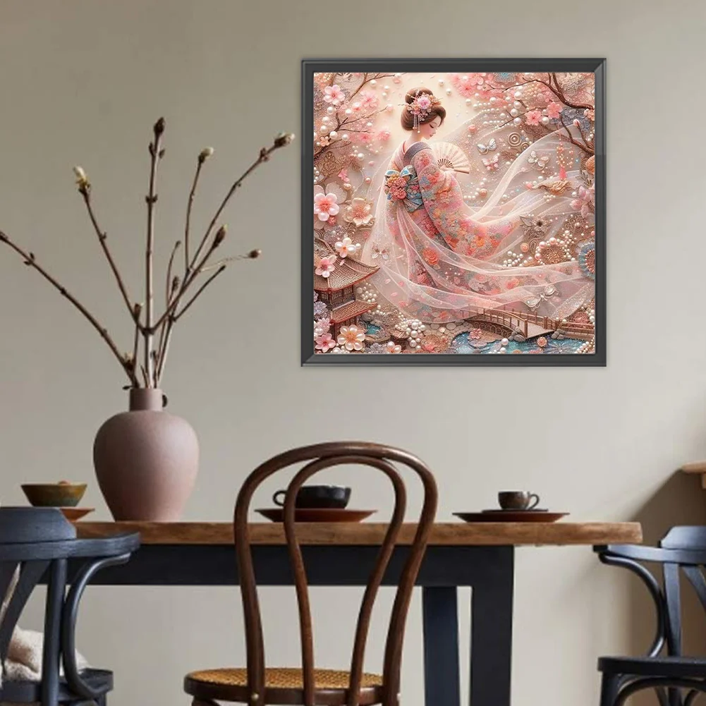 Diamond Painting - Full Round Drill - Japanese Geisha Beauty(Canvas|40*40cm)