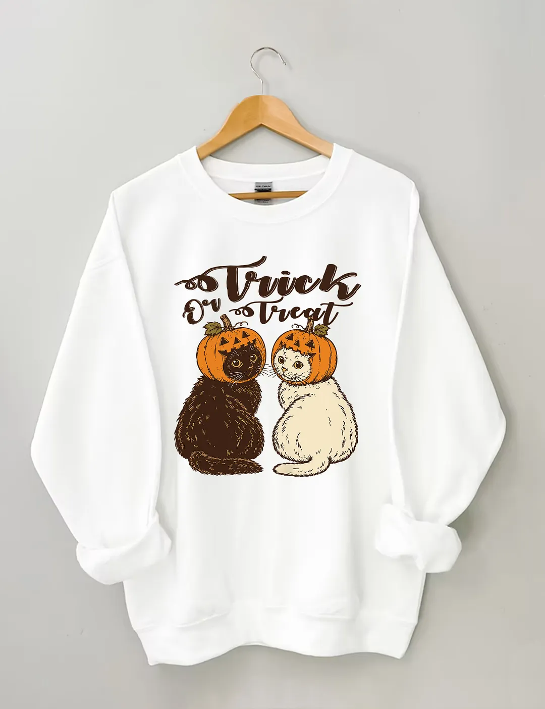Trick Or Treat Halloween Pumpkin Cat Sweatshirt
