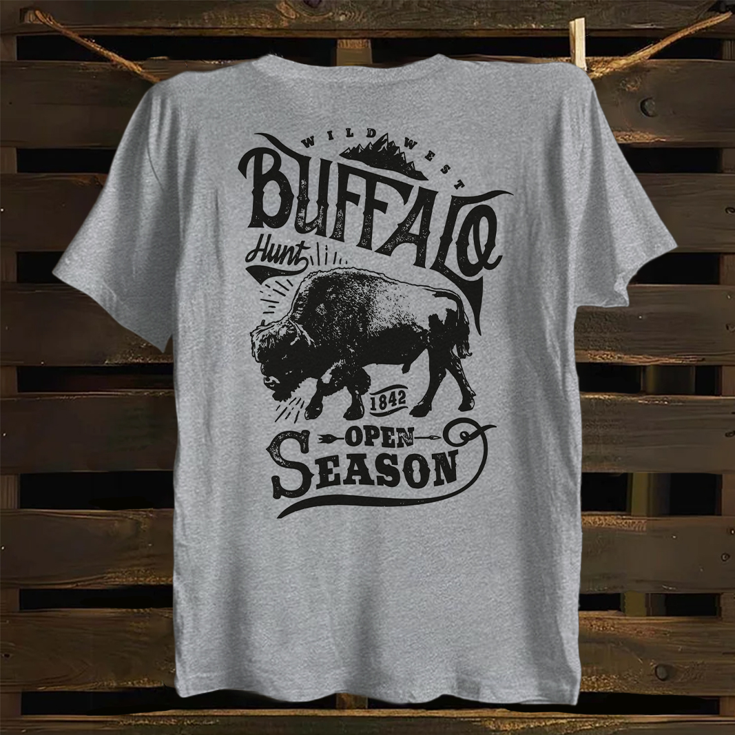Wild West Buffalo Hunt Graphic T-Shirt