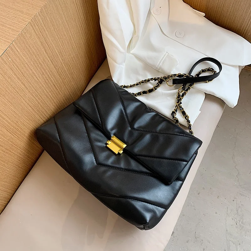 LEFTSIDE Large Vintage PU Leather Crossbody Bag For Women 2021 hit Branded Chain Designer Handbags Lady Trend Cross Body