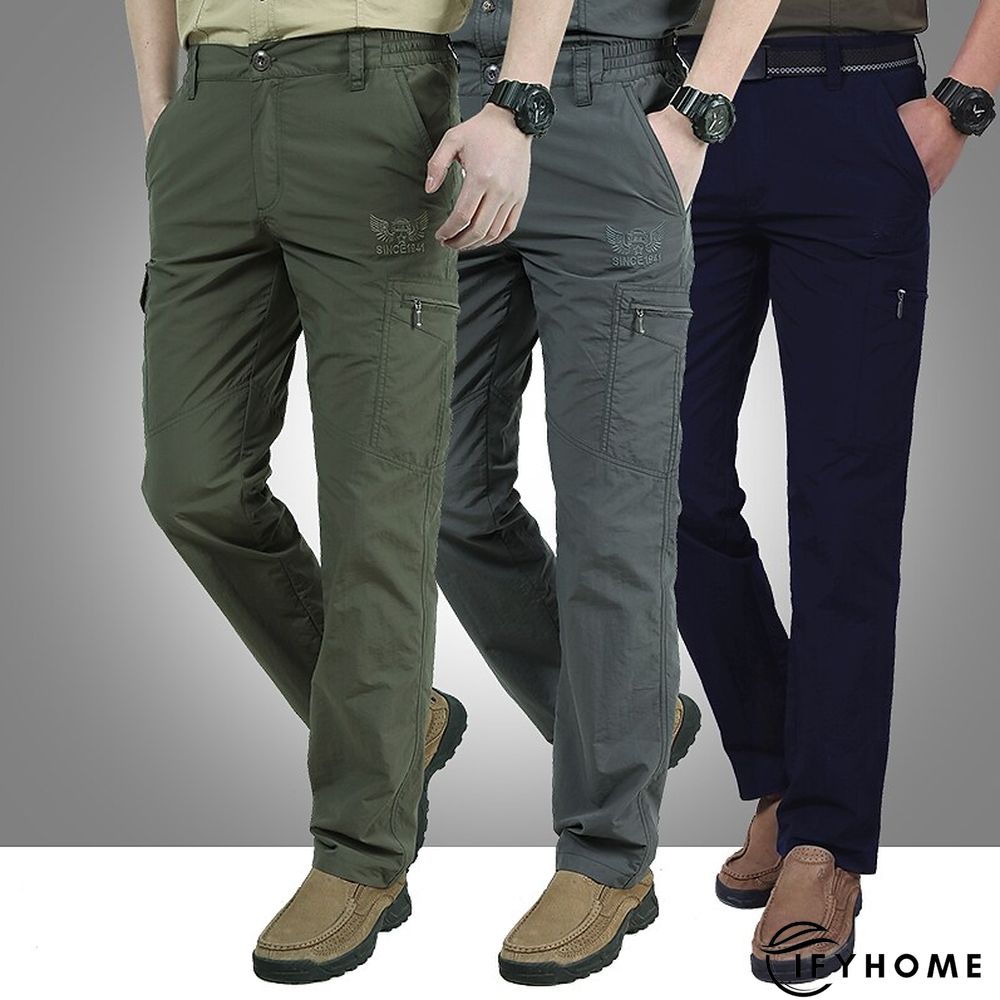 Men's Cargo Pants Hiking Pants Trousers Tactical Pants Military Summer Outdoor Ripstop Breathable Water Resistant Quick Dry Pants / Trousers Bottoms 6 Pockets Elastic Waist Black Army Green Hunting | IFYHOME