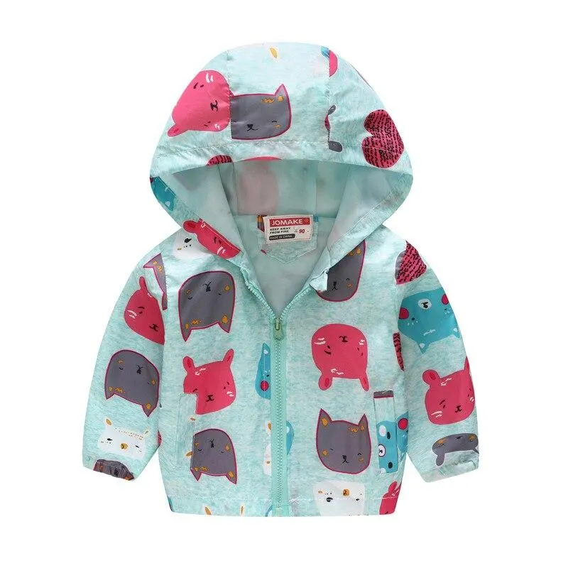 Thicken Winter Girls Jackets Fashion Printed Hooded Outerwear For Kids Internal Plus Velvet Warm Girls Coats Christmas Present