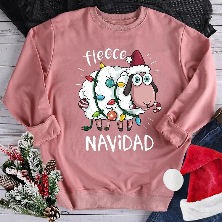 Feliz Navidad Sheep Fleece Funny Christmas Sweatshirt-07818-Annaletters