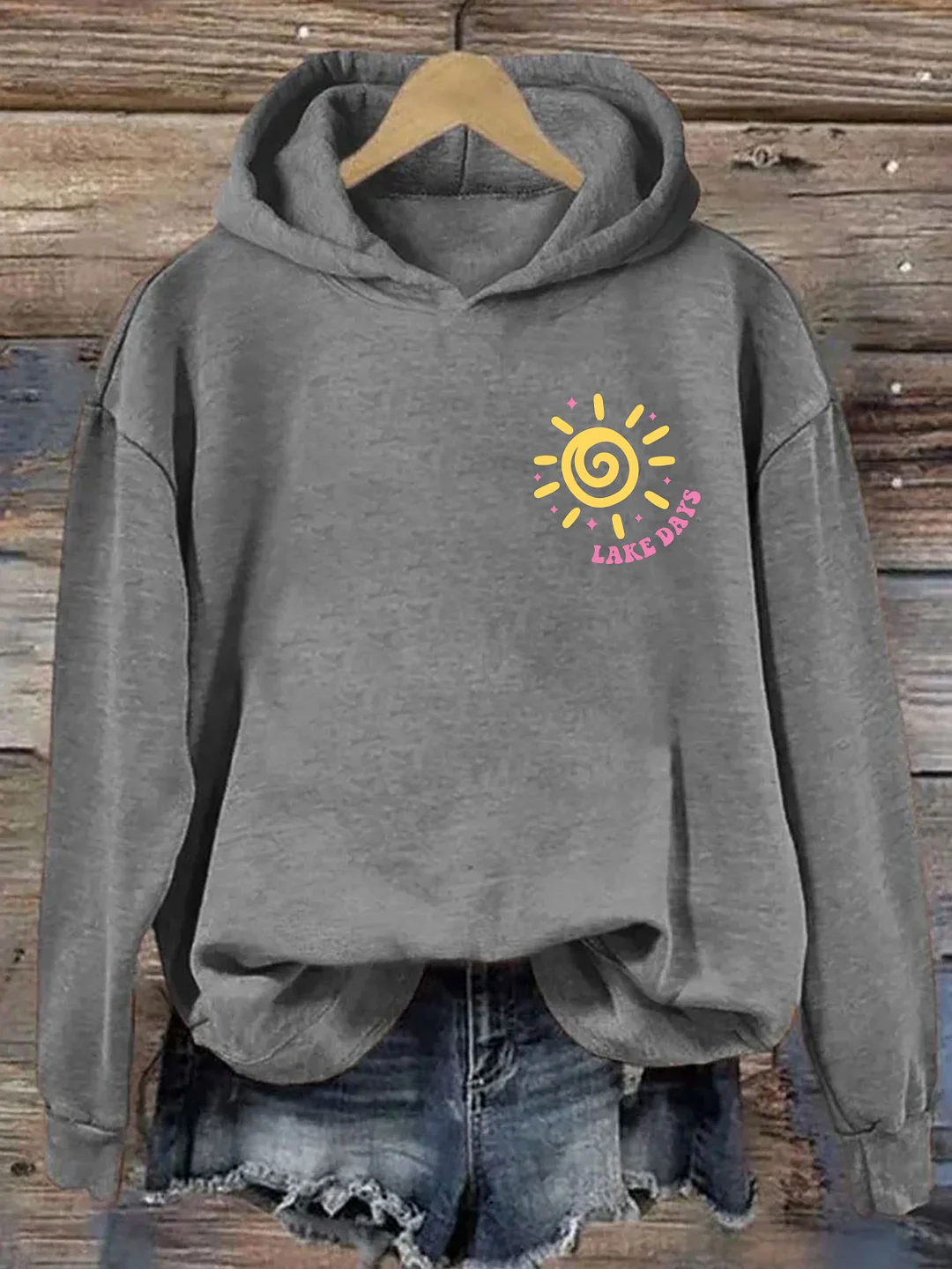 Boat Waves Sun Rays Lake Days Hoodie