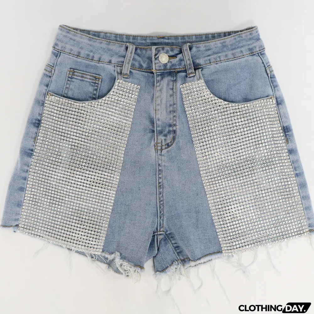 Women Street Trend Patchwork Denim Shorts
