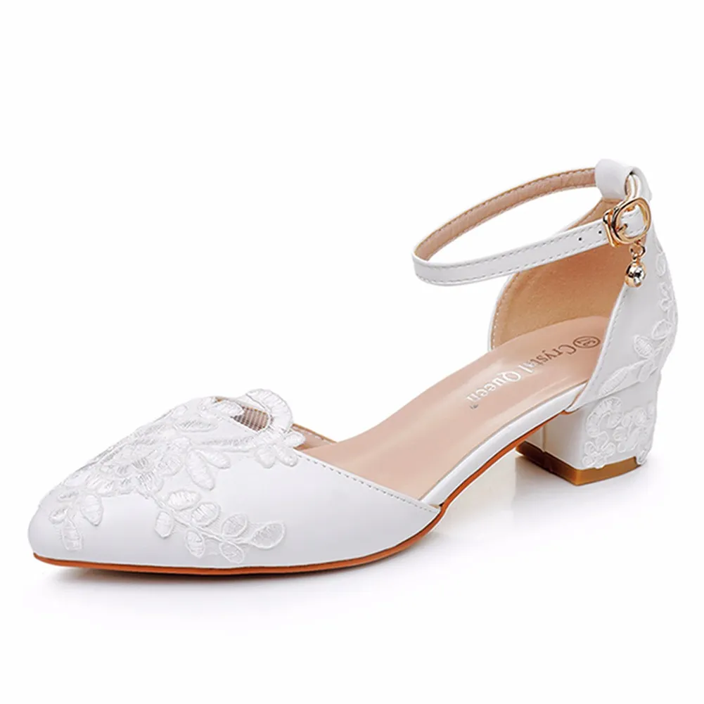 Breakj Breakj Cm Square Thick Heel Tip Hollow Sandals Spring Square With Light White Lace Mesh Bride High Heels Woman