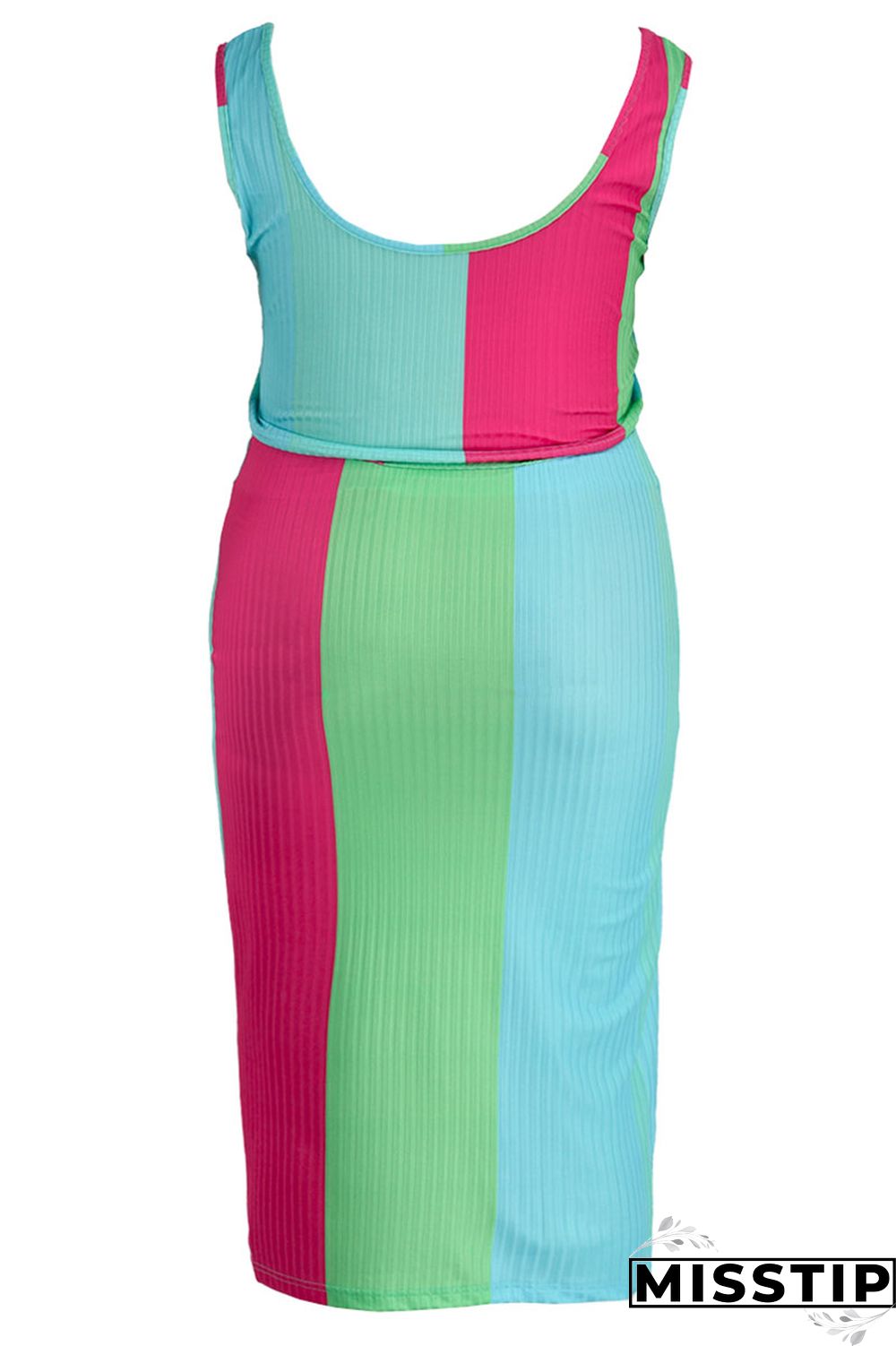 Fluorescent Green Casual Print Patchwork U Neck Plus Size Two Pieces