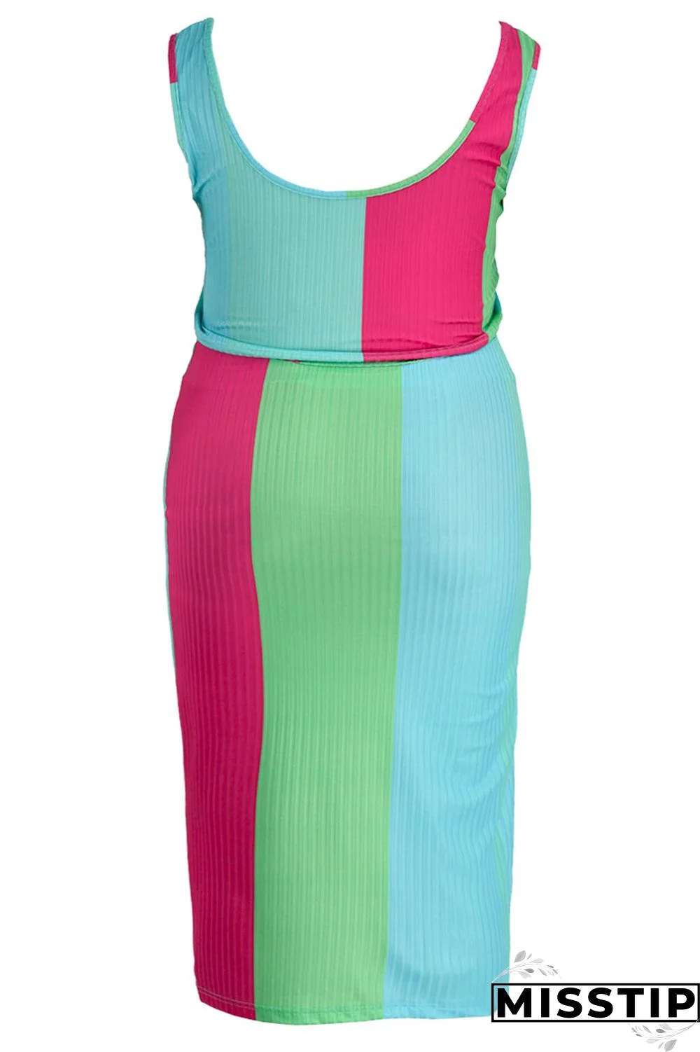 Fluorescent Green Casual Print Patchwork U Neck Plus Size Two Pieces