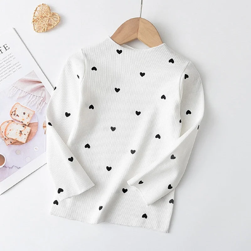 Bear Leader Girls Casual Sweaters 2022 New Autumn Spring Kids Baby Heart Print Clothing Fashion Soft Clothes Sweet Toddler Suits