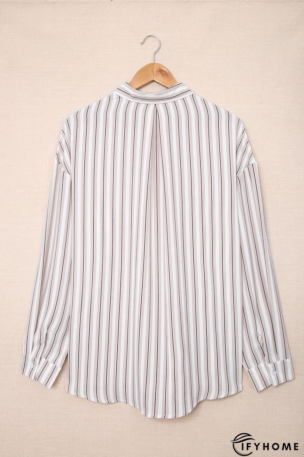 Khaki Striped Buttons Closure Long Sleeve Shirt | IFYHOME