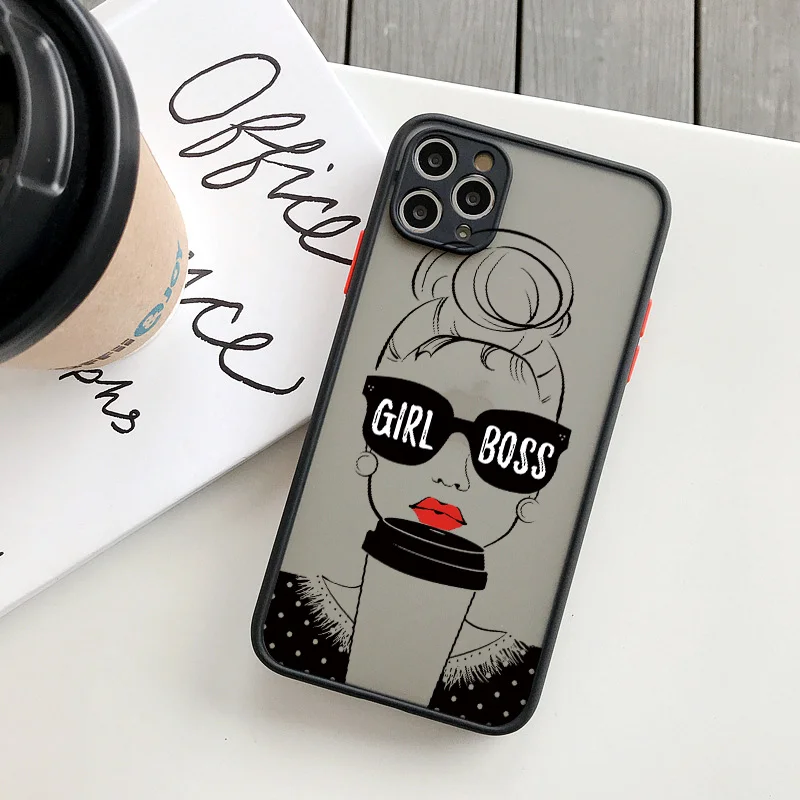 Athvotar Boss Women Coffee Phone Case For iphone 7 8 Plus 13 12 11 Pro Max X XS MAX XR SE 2020 Fashion Lady High Heel Hard Covers