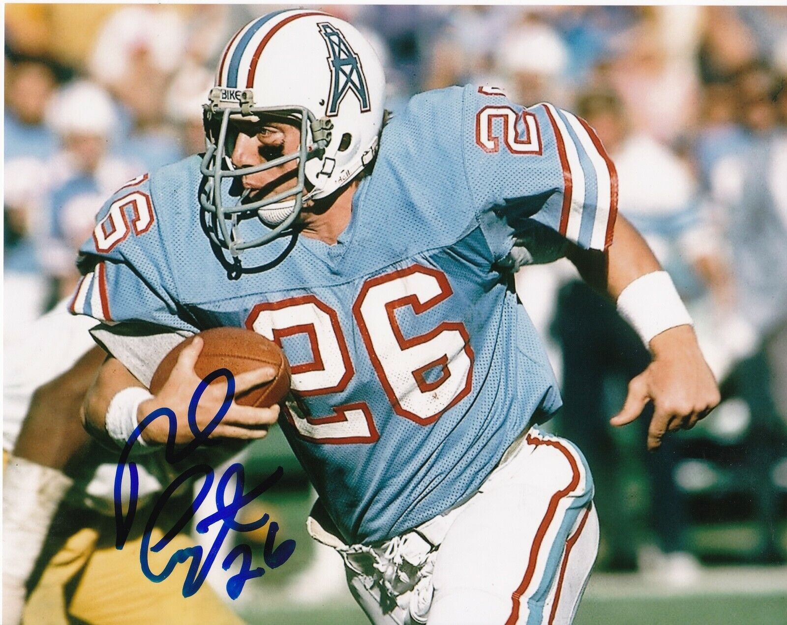 ROB CARPENTER HOUSTON OILERS ACTION SIGNED 8x10