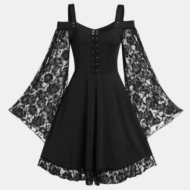 Puff Sleeve Sexy Lace Dress