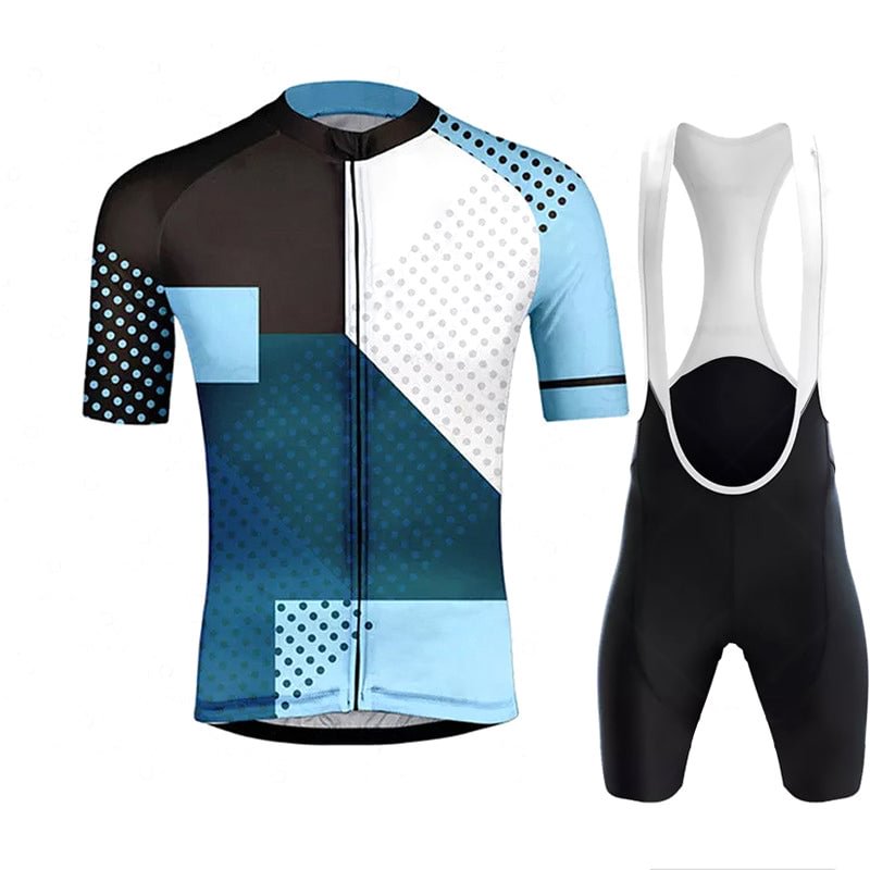 Tournament Short Sleeve Cycling Jersey Set Bib White Black Shorts Bicycle Suit