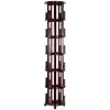 [US Local Warehouse] 6 Tier Bamboo Rotating Bookshelf on Wheels 360 Spinning Book Shelf Tower Round Revolving Bookcase Organizer Rolling Bookshelves for Small Space Corner Bedroom Office