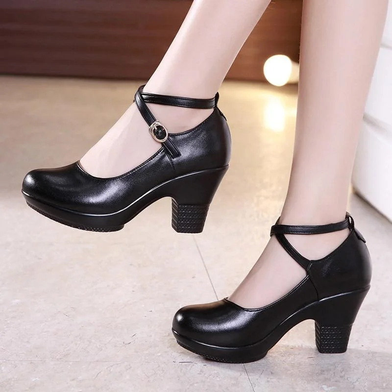 New 2021 Fashion Women Pumps With High Heels For Ladies Work Shoes Dancing Platform Pumps Women Genuine Leather Shoes Mary Janes 1112 1113