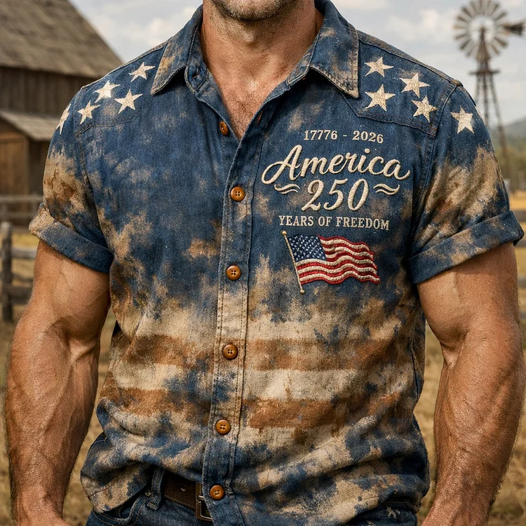 Men's US 250th Anniversary Short-Sleeved Shirt socialshop