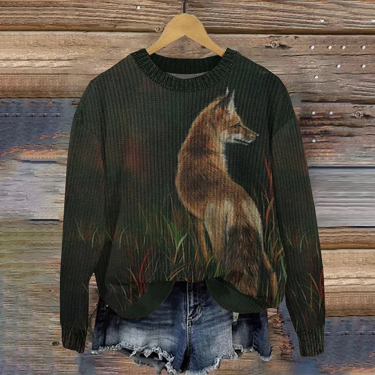Damen-Pullover „Forest Fox“ mit Rundhalsausschnitt