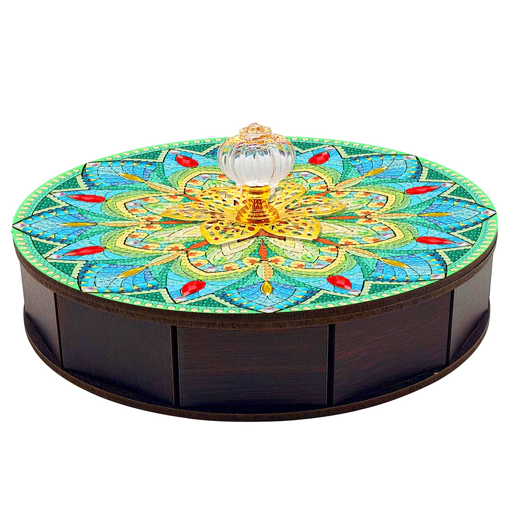 DIY Mandala Diamond Painting Storage Box Wooden Organizer Case for Art Crafts