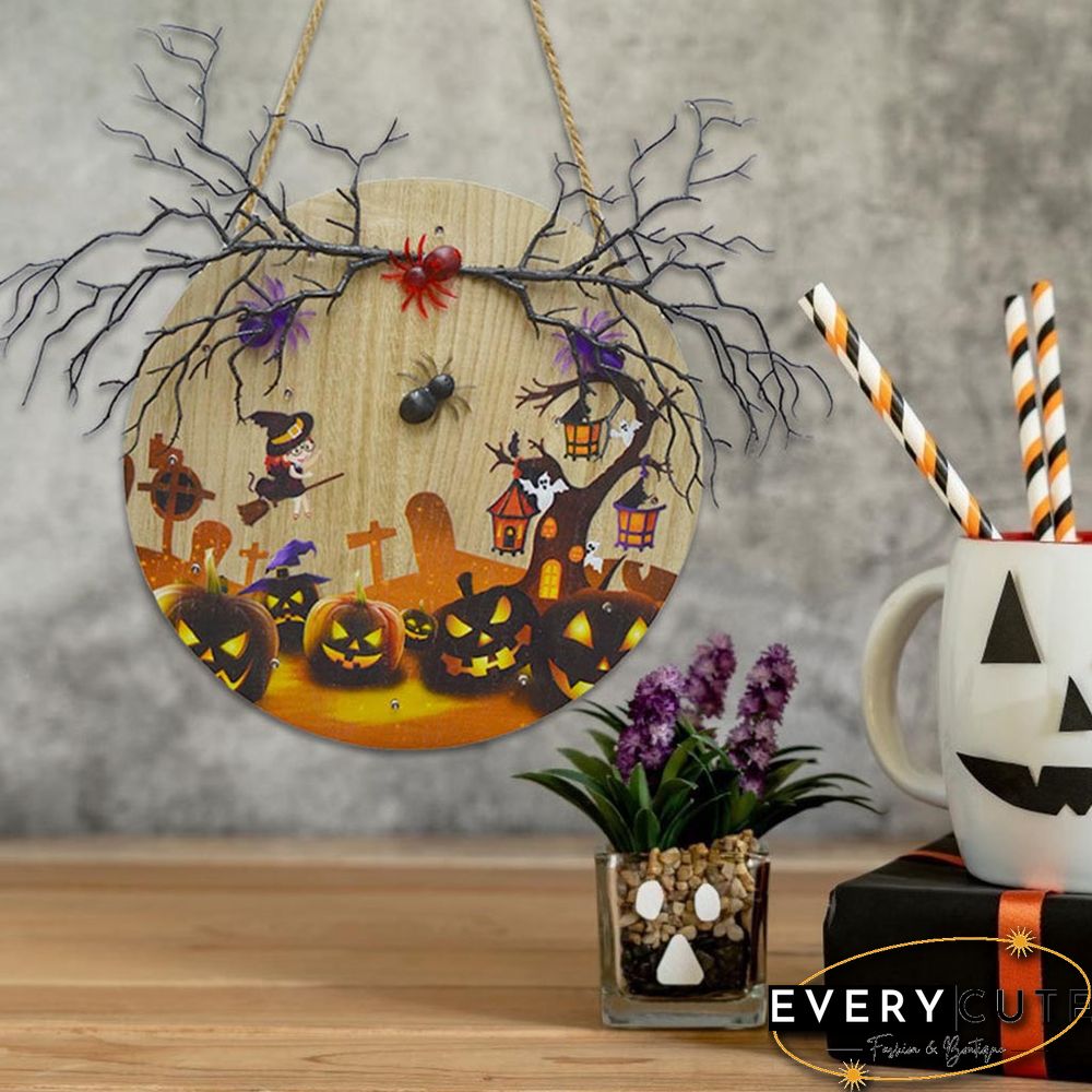 Halloween Theme Wooden Sign With Lights For Home Decoration