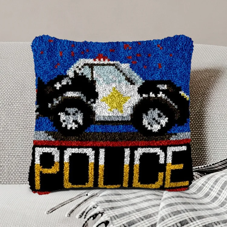 Police Car Pillowcase Latch Hook Kits for Beginners veirousa