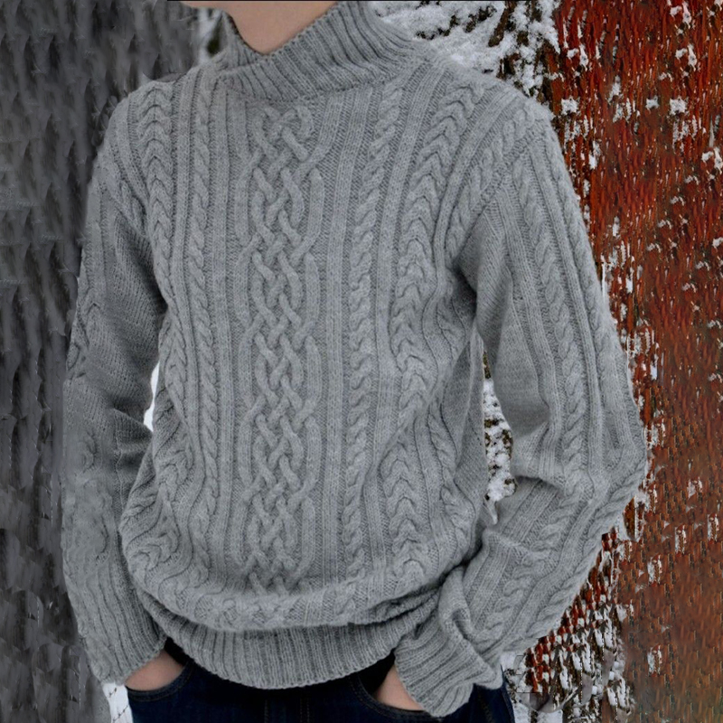Mens Vintage High Neck Jacquard Weave Cozy Sweater wearshes