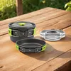 Camping Cookware Mess Kit Serves for 2-3 Person for Hiking Picnic (Green)