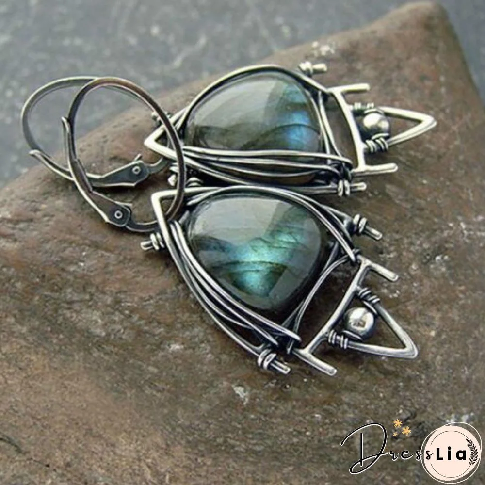 1 Pair One-of-a-Kind Peacock Green-Fire Labradorite Earrings .925 Silver 2.5"