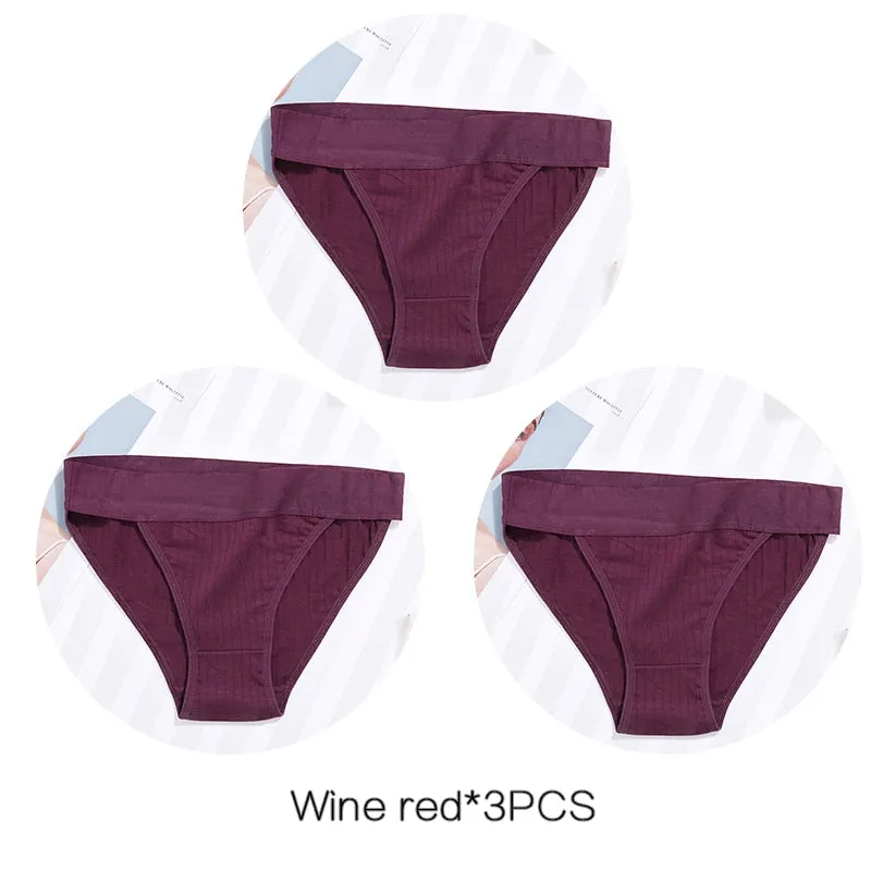 FINETOO 3Pcs/set Panties Women Cotton Underwear Female Sexy Lingerie Ladies Casual Brief Women Striped Underpants Intimates M-XL