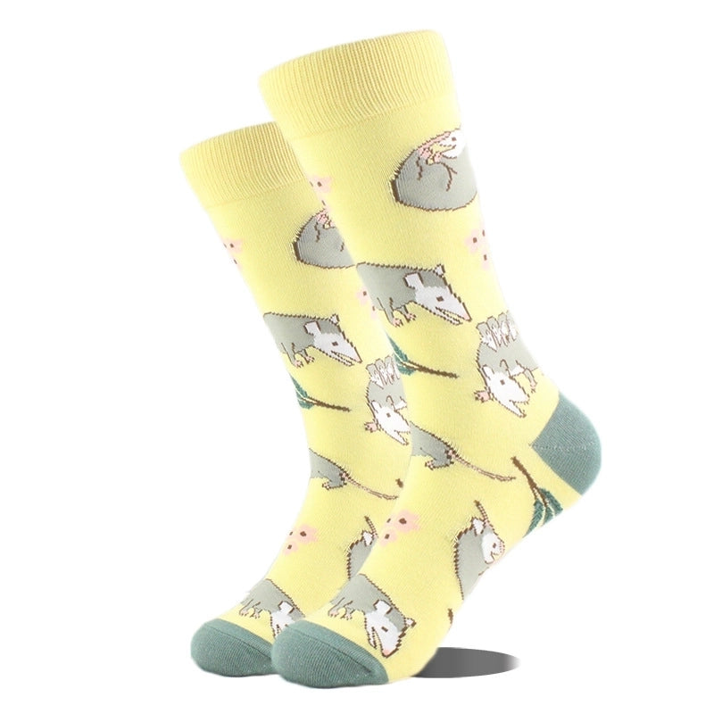 Unisex Cute Printing Animal Color Block Cotton Ankle Socks A Pair