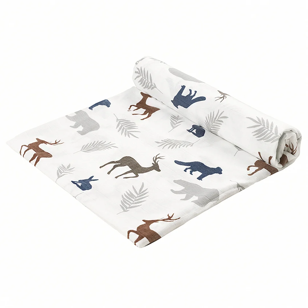 Egmao Baby Bamboo Muslin Swaddle Receiving Blanket 