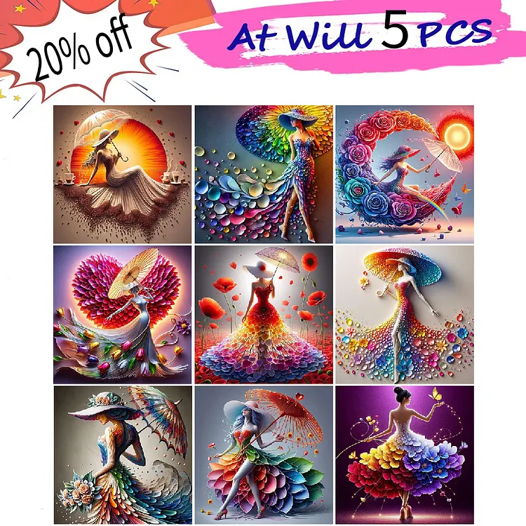 Kit De Peinture Diamant 5D Fille, Motif Rond Complet, 40x40cm, Loisir Créatif Déco Maison