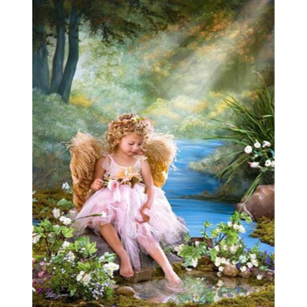 

25*30CM - Girl Angels - Round Drill Diamond Painting, 501 Original
