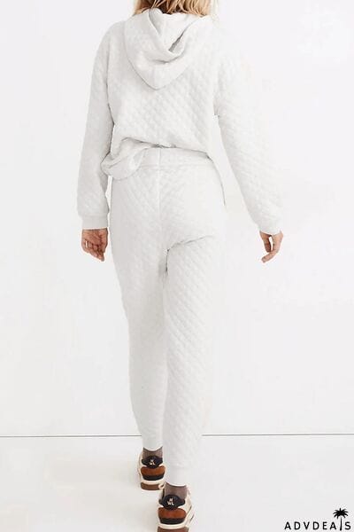 Dropped Shoulder Hoodie and Drawstring Pants Set