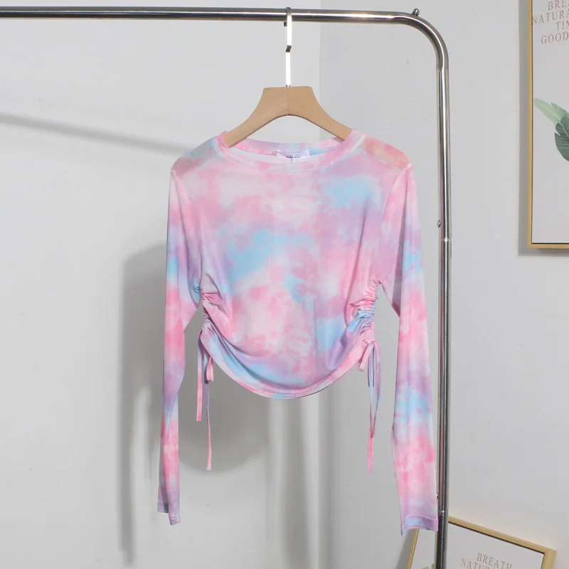 Uveng Real Shooting 2024 Summer New Long-Sleeved Short-Sleeved T-Shirt Sun Protection Shirt Thin Perspective Tie-Dye Mesh Hooder 6928
